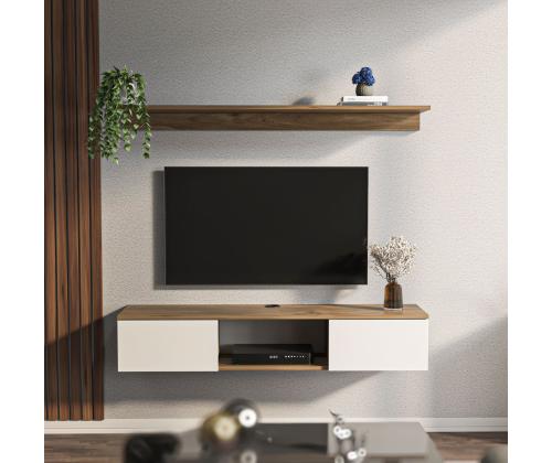 TV laud Elia - Walnut, White