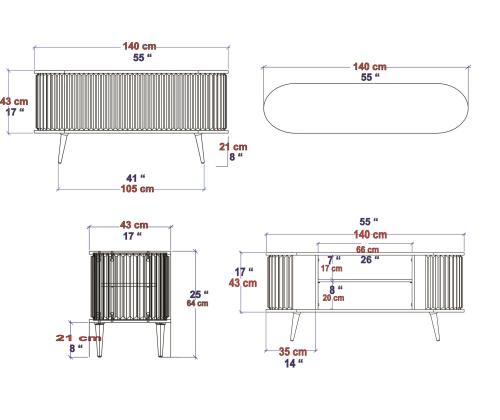 TV laud Stor - Oud Oak, White