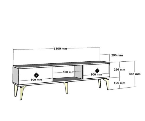 TV laud Doruk - White, Gold