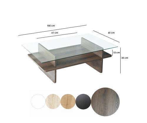 Kohvilaud Saga Rectangle - Walnut, Transparent