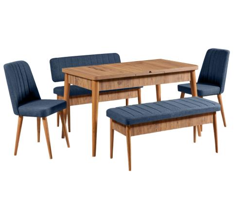 Mööblikomplekt toolid Vina Walnut Dark Blue