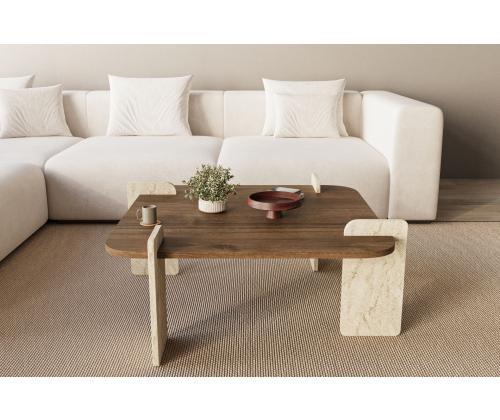 Kohvilaud Afrolli - Walnut, Travertine