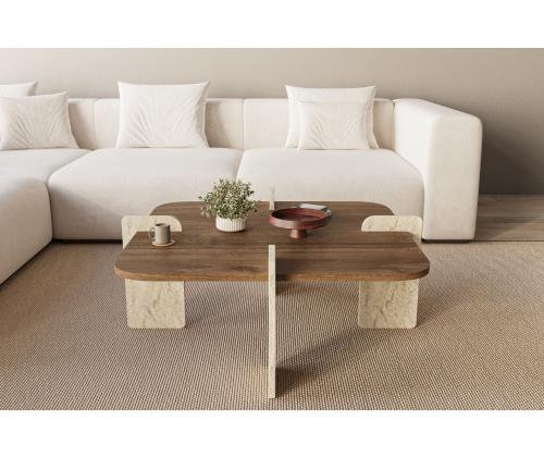 Kohvilaud Poalla - Walnut, Travertine