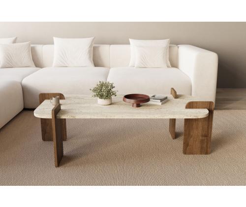 Kohvilaud Leapiri - Travertine, Walnut