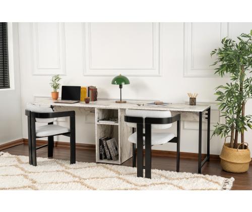 Twin Study Desk - Freesia Marble, Black