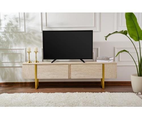 TV laud Serenity - Travertine, Gold