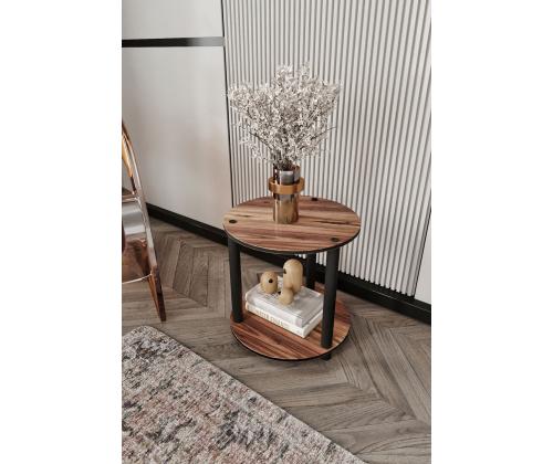 Kohvilaud Bookcase 2 Layer Round - Walnut