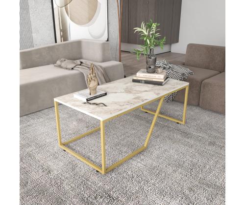 Kohvilaud Wendy - White, Gold