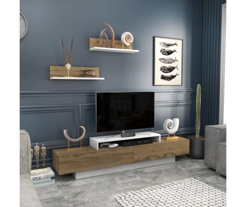 TV laud Lusi - White, Oud Oak