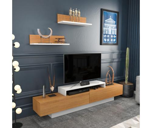 TV laud Lusi - White, Teak