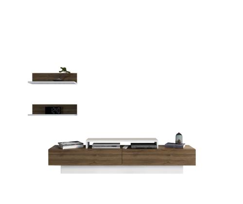 TV laud Lusi - White, Walnut