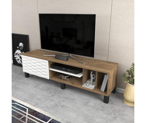 TV laud Olyo - Walnut, White