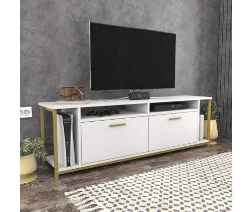 TV laud Omar - White, Gold