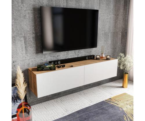 TV laud Poling - White, Walnut