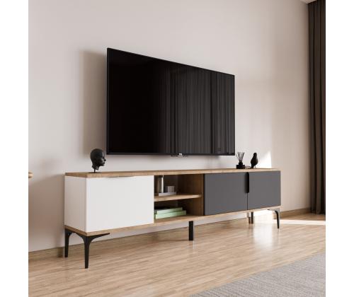 TV laud Tarz - White, Anthracite, Oak