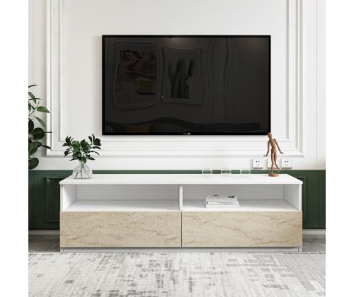 TV laud Centra - White, Travertine