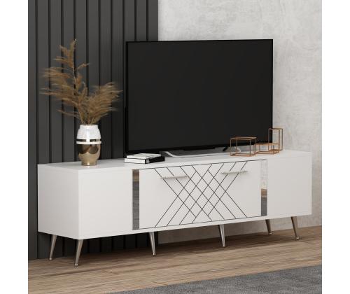 TV laud Detas - White, Silver