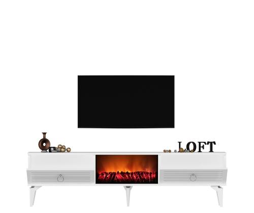 TV laud Arona Fireplace - White
