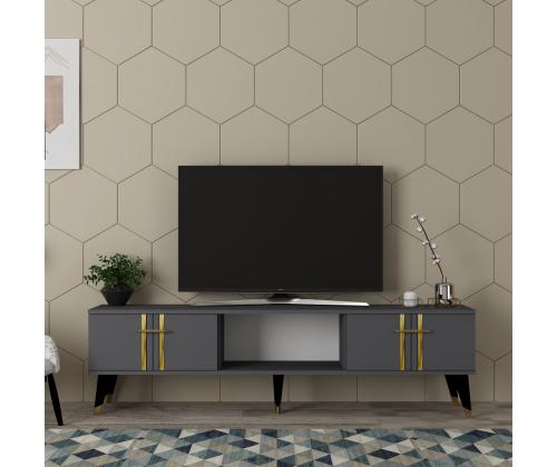 TV laud Asel - Anthracite, Gold