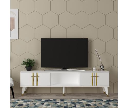 TV laud Asel - White, Gold