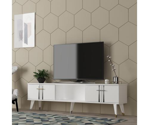 TV laud Asel - White, Silver