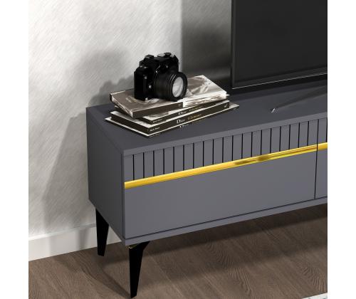 TV laud Defne - Anthracite, Gold