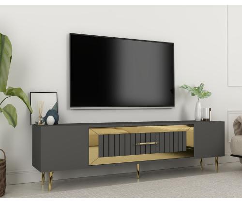 TV laud Dekolp3 - Anthracite, Gold