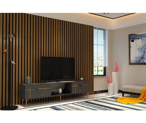 TV laud Line - Anthracite, Gold