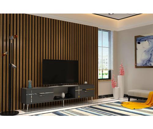 TV laud Line - Anthracite, Silver