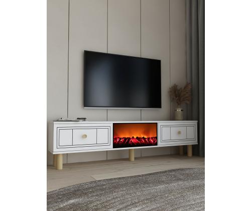 TV laud Dario Bohem Fireplace - White