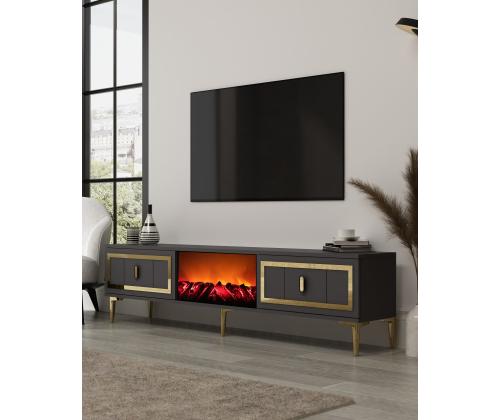 TV laud Orion Fireplace - Anthracite, Gold