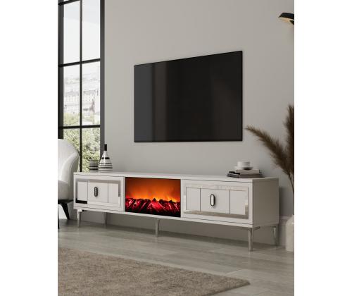 TV laud Orion Fireplace - White, Silver