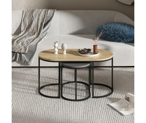 Mööblikomplekt lauad Dena - Anthracite, Oak