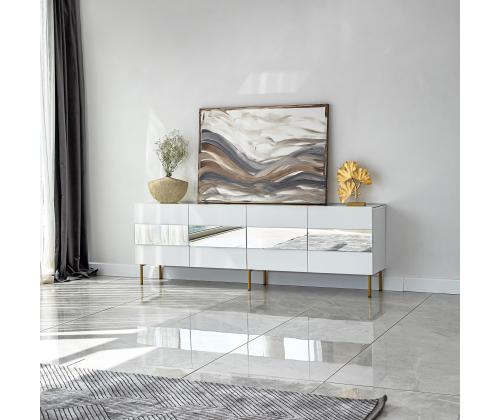 TV laud Leon - White, Gold