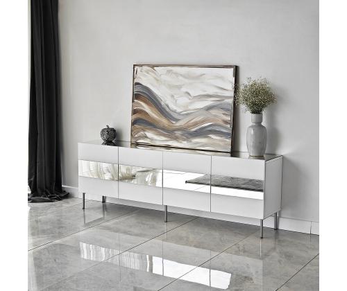 TV laud Leon - White, Silver