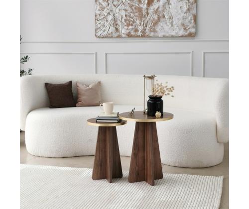 Kohvilaud Mushroom 2 - Gold, Walnut