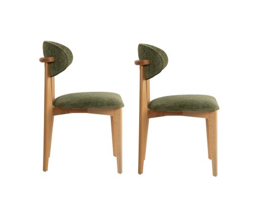 Mööblikomplekt toolid Lionte - Green, Light Oak