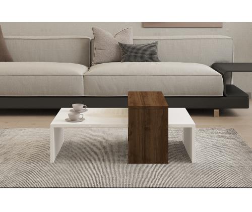 Kohvilaud Glow - White, Walnut