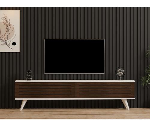 TV laud Hill - Walnut, White