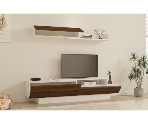 TV laud Elda - White, Walnut