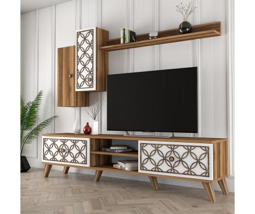 TV laud Class S - Walnut, White