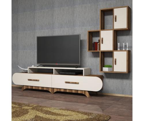 TV laud Flora S - Walnut, Cream
