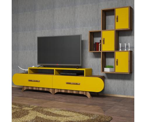 TV laud Flora S - Walnut, Yellow