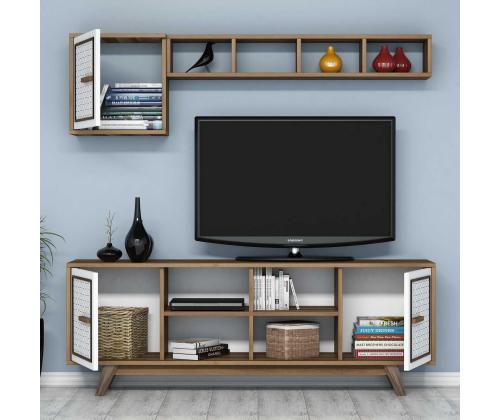 TV laud Ayla - Walnut, White