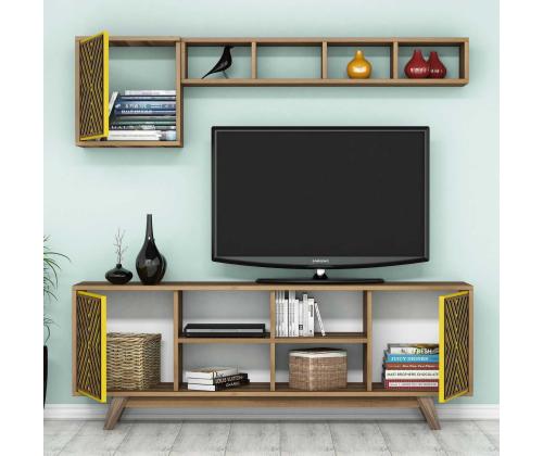TV laud Inci - Walnut, Yellow