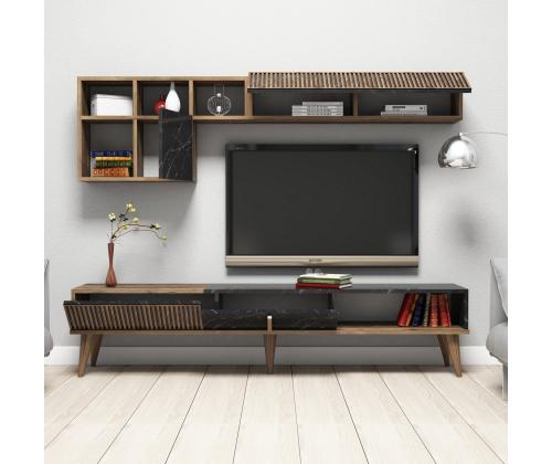 TV laud Milan - Walnut, Black