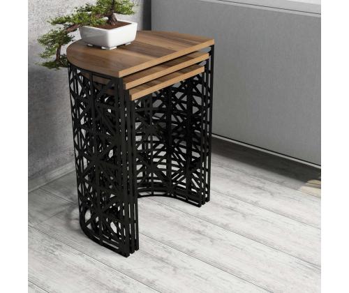 Mööblikomplekt lauad Stil Metal Ferforje - Walnut