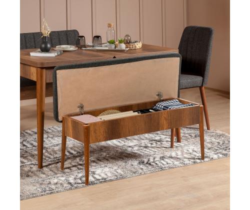 Vina Bench Anthracite, Walnut