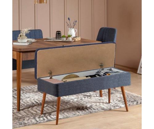 Mööblikomplekt toolid Vina 1048 - 3 - Walnut, Dark Blue