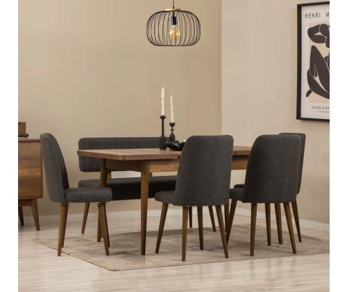 Mööblikomplekt toolid Vina - Walnut, Anthracite